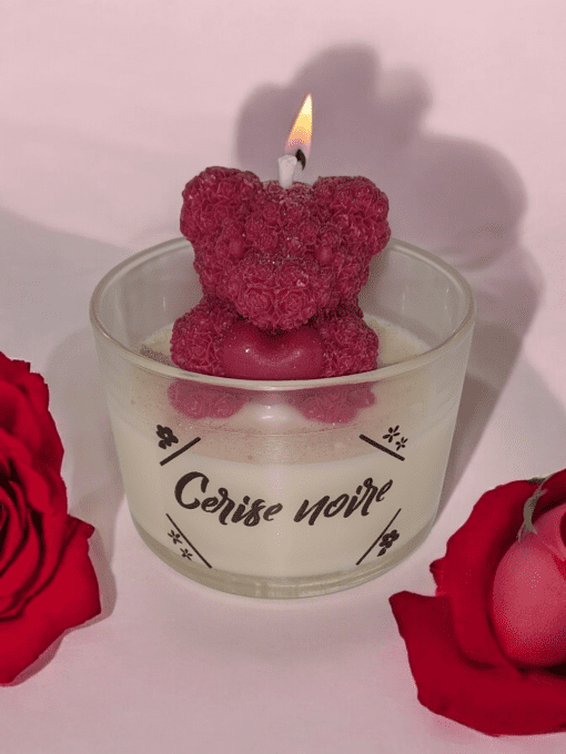 Bougie ourson " Cerise noire "